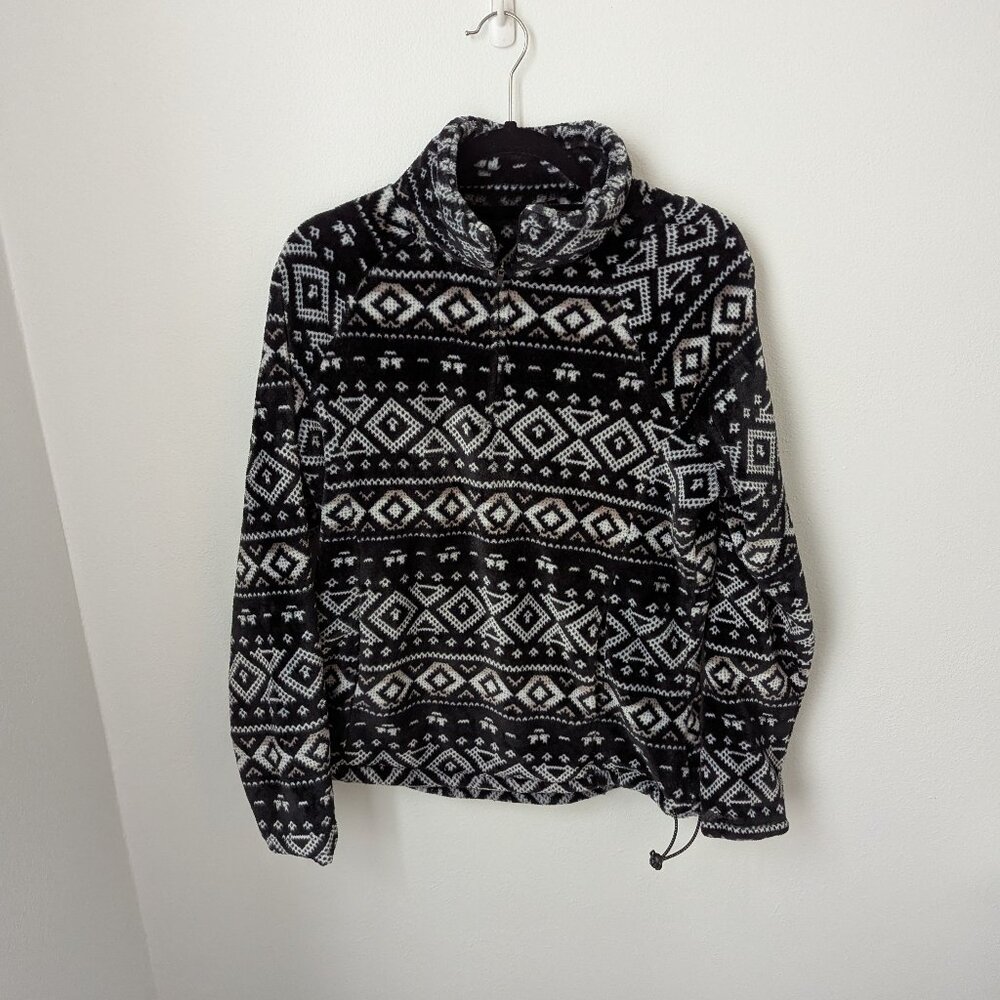 Eddie Bauer Black & White Super Soft Half Zip Pullover, XL